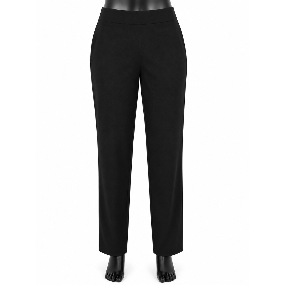 Chico's Womens Pants Size 0.5 Flat Front Black Pull On Stretch Knit Straight Leg